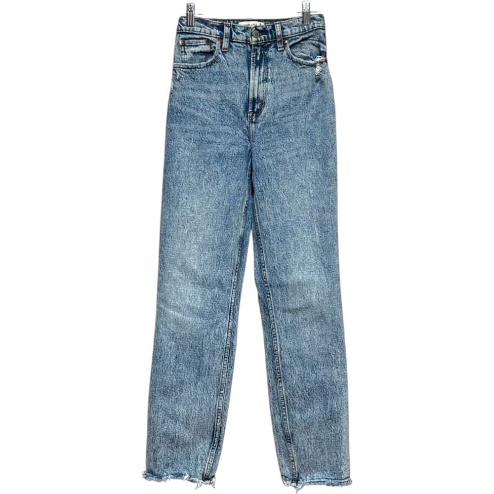 Abercrombie & Fitch The 90s Straight Ultra High Rise Distressed Jeans 25 0